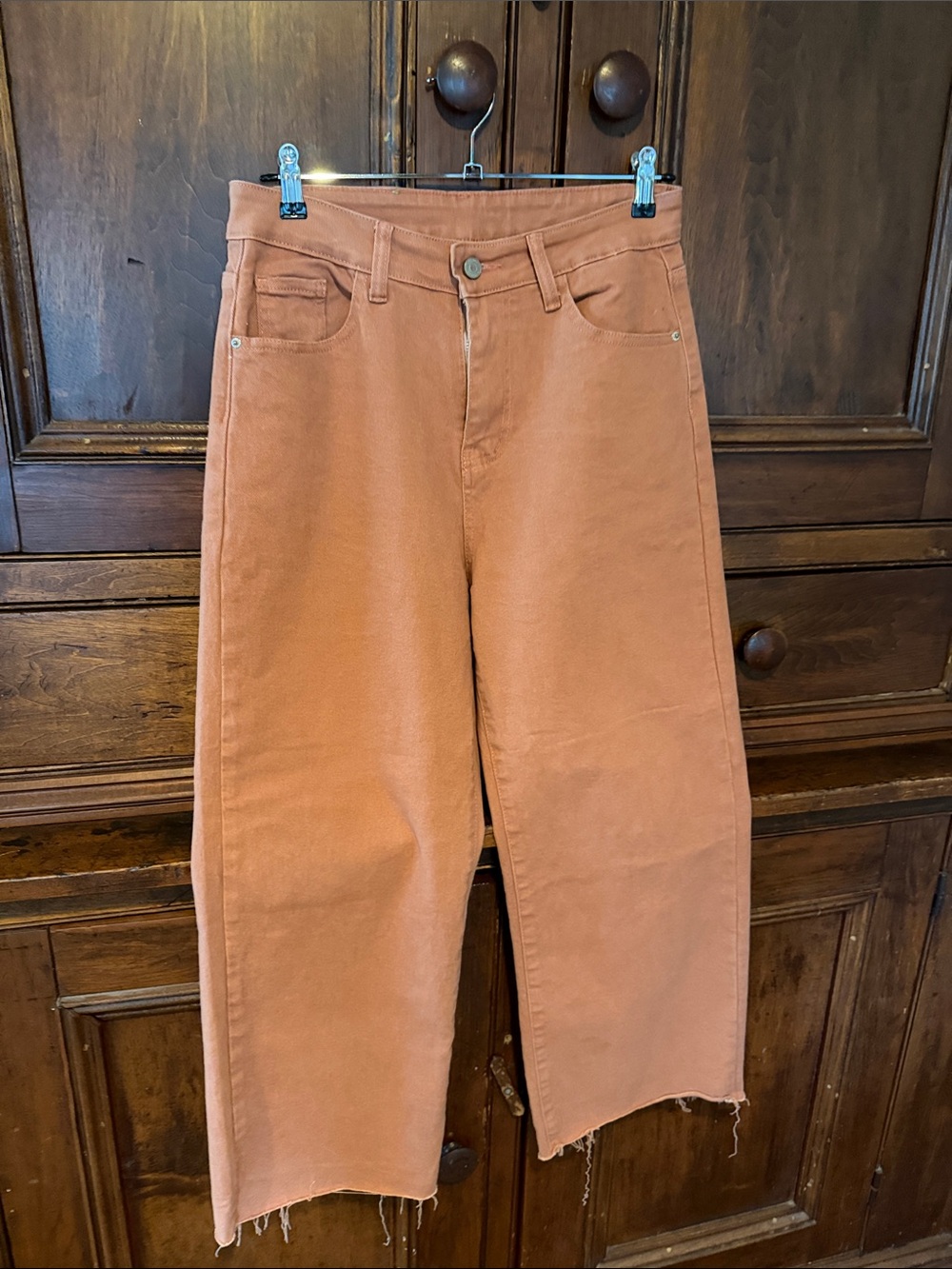 Wide Leg Cropped Jeans in Rust/Terracotta